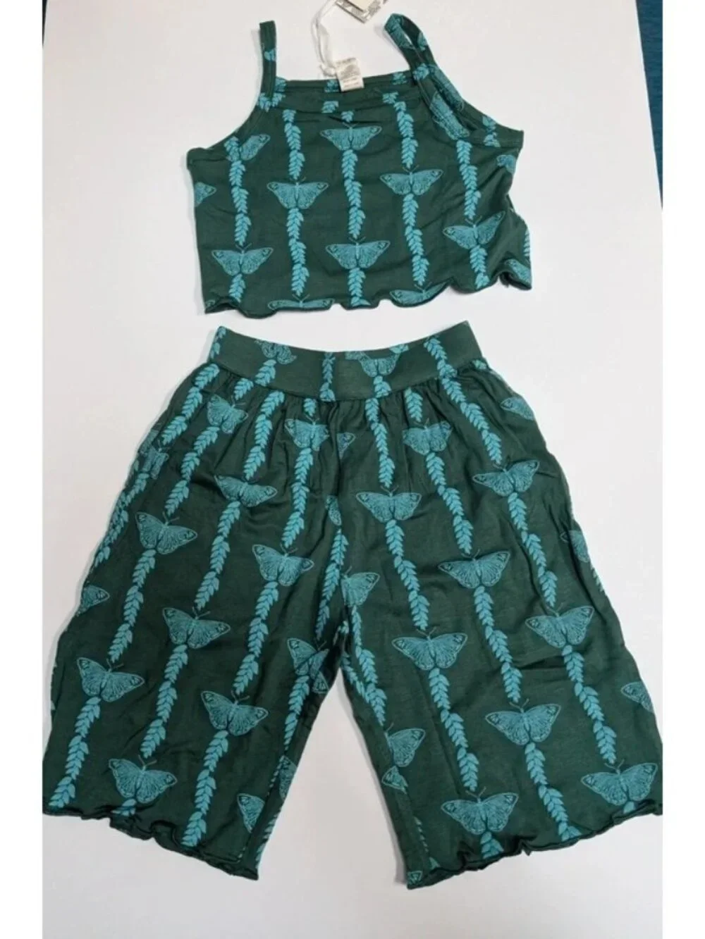 Kate Quinn Bamboo Green Juniper Butterfly Vine 18-25 Months Jade Set